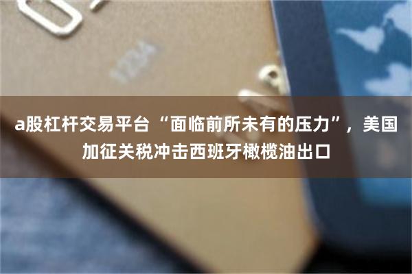 a股杠杆交易平台 “面临前所未有的压力”，美国加征关税冲击西班牙橄榄油出口