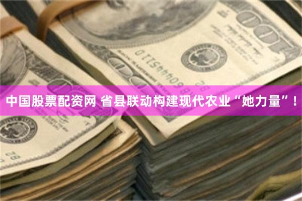 中国股票配资网 省县联动构建现代农业“她力量”！
