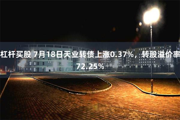 杠杆买股 7月18日天业转债上涨0.37%，转股溢价率72.25%
